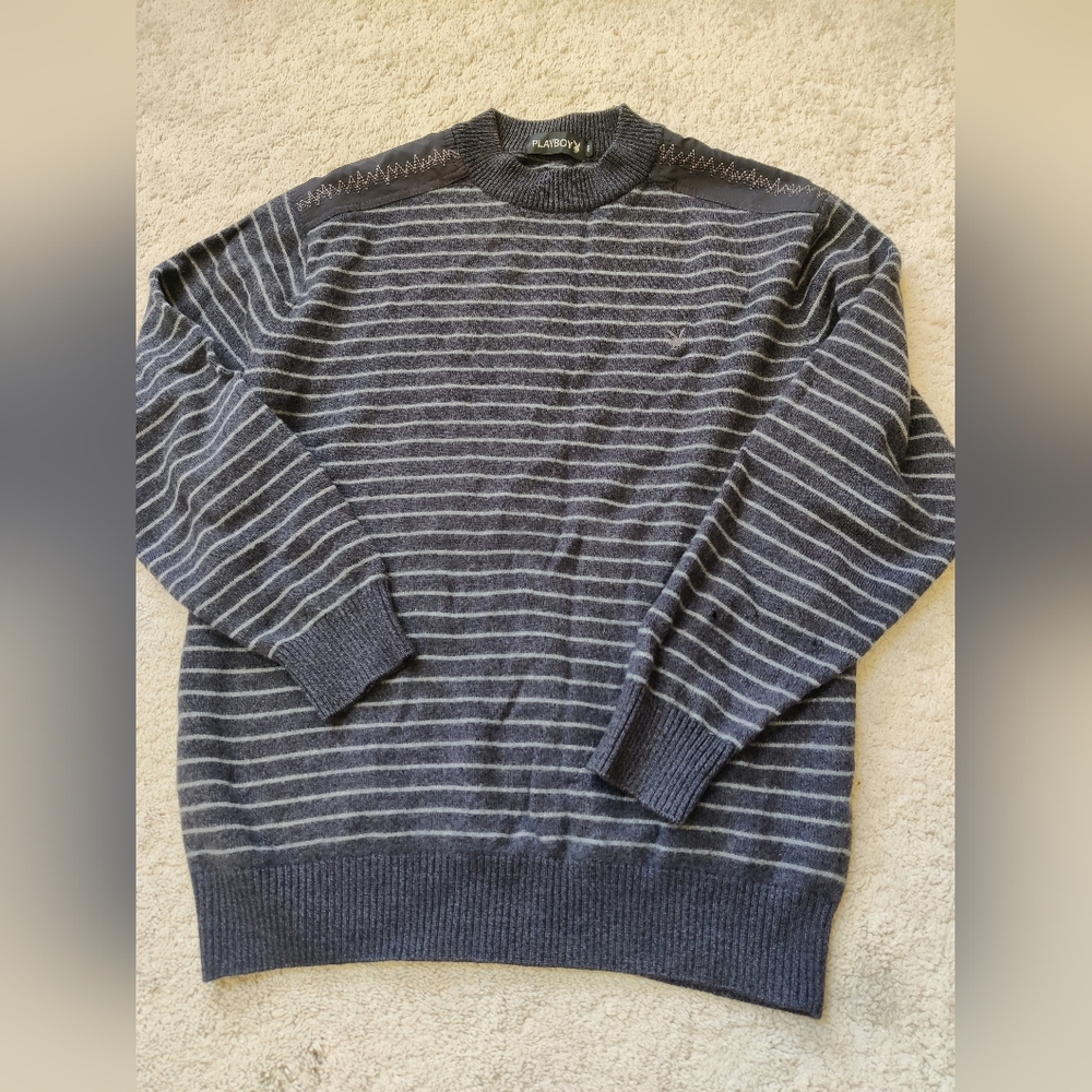 Men's Gray Striped Sweater